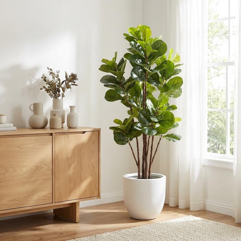 Ficus Lyrata Tree - Fiddle Leaf Fig Tree Artificial, 5FT
